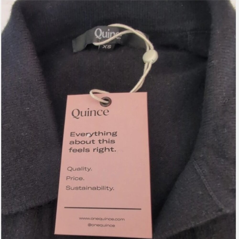 QUINCE 100%MONGOLIAN CASHMERE JOHNNY COLLAR SWEATER XS BLACK BNWT
